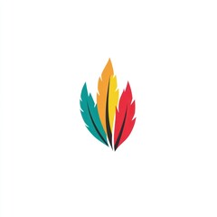 Poster - Colorful feather design, abstract logo.