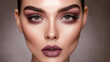 © Tymofii Borysenko - Stunning beauty portrait showcasing makeup artistry and striking features of a model with dramatic eyes in soft lighting