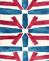 Poster - Abstract design featuring bold red and blue shapes on a white background, evoking a modern artistic flair.