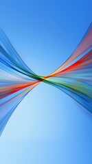 Poster - Colorful, translucent lines intertwine and create a dynamic, abstract design against a vibrant blue backdrop, evoking a sense of movement, energy, and connection