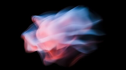 Poster - Colorful smoke creating an abstract and ethereal effect, with swirling patterns and gradients of pink and blue against a dark backdrop, perfect for digital art projects
