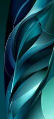 Poster - Smooth, flowing lines create an elegant and dynamic composition, blending teal and dark blue hues in a visually captivating abstract design