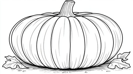 Wall Mural - Simple Pumpkin Line Art. Illustration of a Pumpkin for Coloring, Thanksgiving, and Autumn Designs.