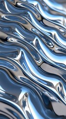 Poster - Smooth, wavy surface of liquid metal flowing gracefully while reflecting light, creating an intriguing abstract pattern perfect for backgrounds and modern design projects
