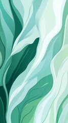 Poster - Smooth, flowing lines in shades of green and turquoise create an abstract, dynamic composition, ideal for backgrounds and design projects with a natural or organic feel