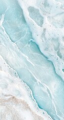 Poster - Turquoise and white foam creating a marble effect, resembling a calm sea with gentle waves, perfect for backgrounds and design projects related to nature, relaxation, or abstract art
