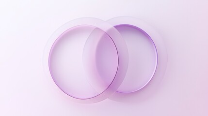 Fototapete - Two purple circles intersect, creating a gradient effect as they overlap on a white background, forming a visually appealing abstract composition