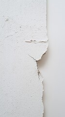 Poster - Close-up of a damaged white wall revealing underlying layers, indicating deterioration and the need for repair due to cracking and peeling paint