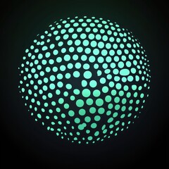 Canvas Print - abstract sphere of teal dots on black background.