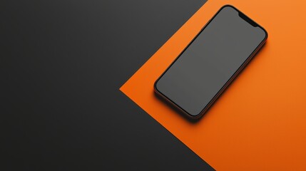 Poster - Sleek, modern smartphone with a blank screen rests on a vibrant, two-toned background, creating a striking contrast between technology and minimalist design