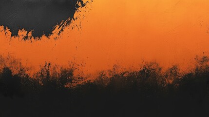 Fototapete - Orange and black paints are blending together, creating an abstract textured background with a splash effect, suitable for various design purposes