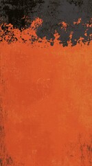 Poster - Peeling black paint reveals an orange wall underneath, creating a stunning contrast and a richly textured background perfect for adding depth with ample copy space