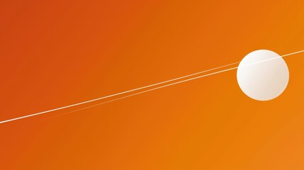 Poster - Minimalist illustration of a white planet with a thin ring system, set against a vibrant orange backdrop, evoking a sense of cosmic simplicity and otherworldly beauty
