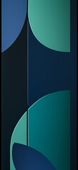 Poster - Green and blue semicircular shapes intertwine on a dark background, creating a visually appealing abstract composition with a modern and artistic feel, suitable for various design projects