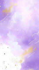 Poster - Purple and gold watercolor background featuring white and gold splashes, creating a dreamy and ethereal atmosphere, perfect for various design projects