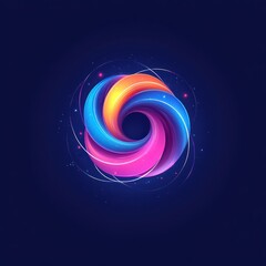 Wall Mural - Abstract swirling neon color design element.