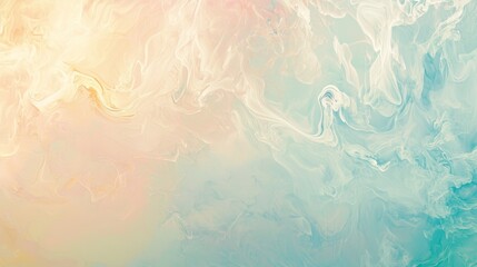 Fototapete - Fluid art texture shows pastel hues of yellow, orange, and teal mixing together, creating a stunning marble effect with dynamic lines and swirling patterns