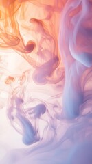 Poster - Orange and purple ink swirling together in water creates a mesmerizing abstract visual, with delicate tendrils and swirling patterns forming a dynamic and ethereal scene