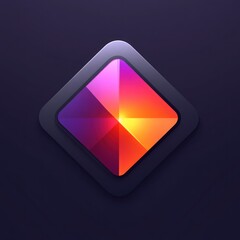 Canvas Print - abstract vibrant gemstone icon design in a dark square frame.