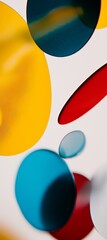 Poster - Colorful translucent circles overlap on a white background, creating a vibrant and modern abstract composition filled with dynamic shapes and blending hues
