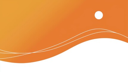 Poster - Smooth orange gradient background featuring elegant white wavy lines and a prominent circle, creating a modern and minimalist abstract composition