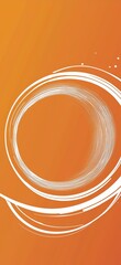 Poster - White spiral lines are creating a circular shape on an orange background, forming an abstract and dynamic composition with a sense of motion and energy