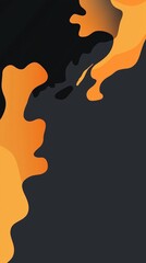 Poster - Orange and black shapes creating a dynamic and modern abstract background, ideal for websites, presentations, or any project needing a touch of fluid artistry