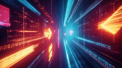 Poster - Abstract Digital Transformation with Arrows and Light Effects