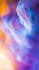 Poster - Wavy smoke in vibrant colors forms a mesmerizing abstract composition, seamlessly blending rich shades of orange, purple, and blue into a captivating visual experience