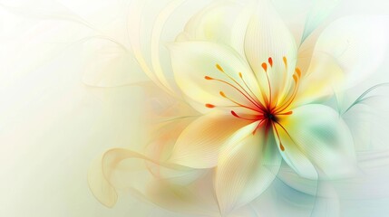 Poster - Soft pastel colors blend seamlessly in a stunning floral design, creating a dreamy and ethereal atmosphere with gentle curves and flowing lines that evoke a sense of tranquility and natural beauty