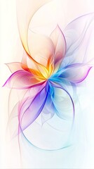 Poster - Colorful abstract flower featuring swirling petals, creating a captivating and vibrant design against a crisp white background, evoking feelings of beauty and elegance