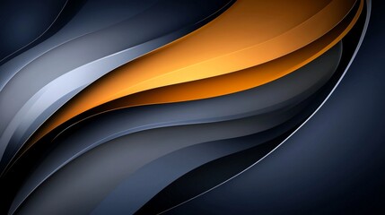 Poster - Smooth overlapping orange and blue wave shapes create a dynamic and modern abstract background design, suitable for various design projects