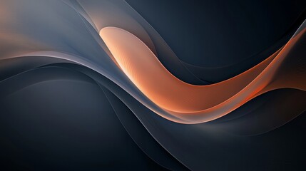 Poster - Abstract background showcasing smooth, flowing waves of orange and gray swirling against a dark backdrop, evoking a dynamic sense of motion and vibrant energy