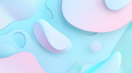 Poster - Smooth, flowing shapes in pastel pink and blue blend together, creating a dreamy and modern abstract background ideal for a variety of design projects and artistic applications