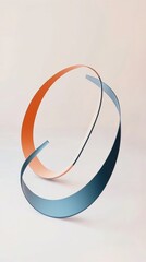 Poster - Intertwining orange and blue ribbons create an abstract design against a soft pink backdrop, embodying connection, flow, and modern aesthetics