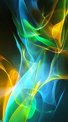 Poster - Colorful abstract waves flowing across a dark background create a dynamic and vibrant design, perfect for modern and creative projects seeking energy and visual impact