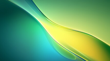 Poster - Flowing yellow and green waves create a smooth, abstract background, offering ample copy space. The vibrant colors and dynamic curves evoke feelings of energy and tranquility