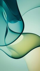 Fototapete - Flowing seamlessly, teal and green glassy waves create a captivating abstract design, featuring smooth curves and elegant lines that evoke a sense of tranquility and beauty