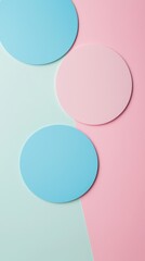 Poster - Modern design featuring overlapping circles in pastel shades of pink and blue, creating a visually appealing abstract composition on a split-toned background