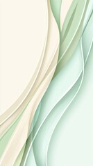 Poster - Soft pastel green and beige wavy lines flowing gracefully across a light background, creating an elegant and soothing abstract pattern with gentle curves and subtle color transitions