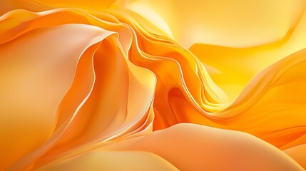 Poster - Creating a stunning abstract background, smooth orange waves flow gracefully in a 3d render, showcasing vibrant colors and dynamic patterns that evoke elegance and beauty