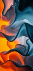 Poster - Smooth, undulating shapes in vibrant orange and calming blue intertwine, creating a mesmerizing abstract design with a sense of depth and movement