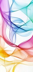 Poster - Colorful swirling smoke creating abstract shapes on white background, suitable for backgrounds, wallpapers, websites, or any other project requiring a touch of vibrant and ethereal beauty