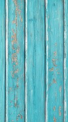 Poster - Vertical wooden boards painted light blue are showing wood grain and peeling paint from weathering and age, creating a rustic textured background