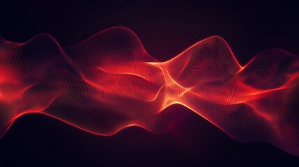 Wall Mural - Abstract red wave flowing on dark background.