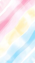 Poster - Soft pink, yellow, and blue stripes blend seamlessly, forming a dynamic diagonal pattern against a clean white backdrop, creating a soothing and visually appealing abstract background
