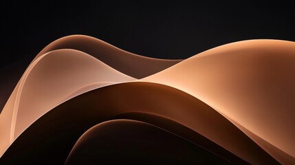 Poster - Smooth brown and beige waves creating a dynamic and elegant abstract design on a dark background, suitable for backgrounds, wallpapers, or artistic projects