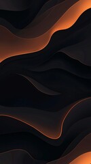 Poster - Smooth, undulating lines in shades of orange and black create a dynamic and visually appealing abstract pattern, suitable for various design applications