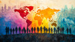 © Khairil - A tapestry of nations with silhouette of people standing tall, embracing the world's diverse hues.
