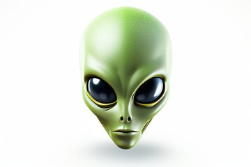 Poster - Minimalist alien design featuring simple shapes and colors on a clean white background